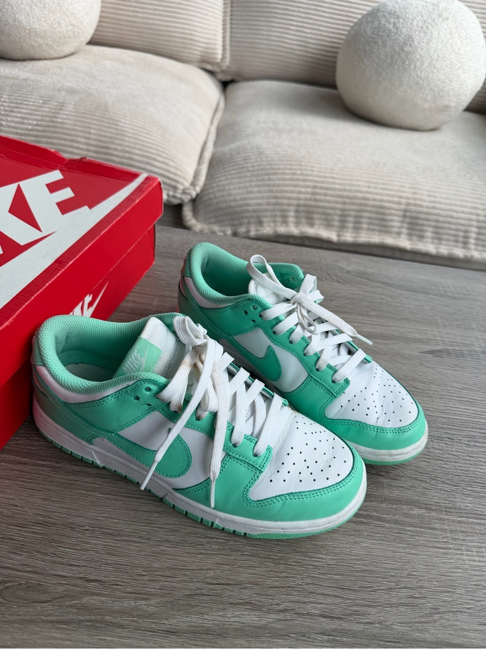 Nike Low-Top Sneakers in Mint Green and White